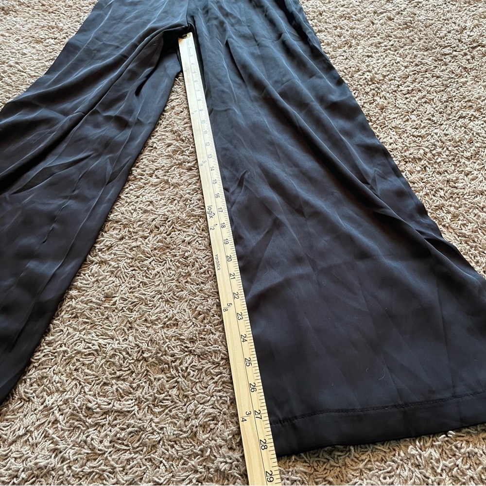 Hello Molly Black Satin Jumpsuit Womens 6 Sleeveless Thin Silky Sleek NWT - Picture 15 of 15